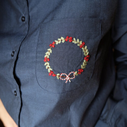 Camicia denim ricamata a mano