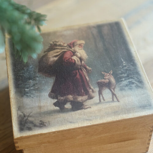 Scatola in legno Babbo con paesaggio