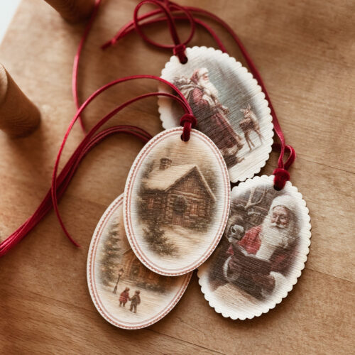 set da 4 tag in legno